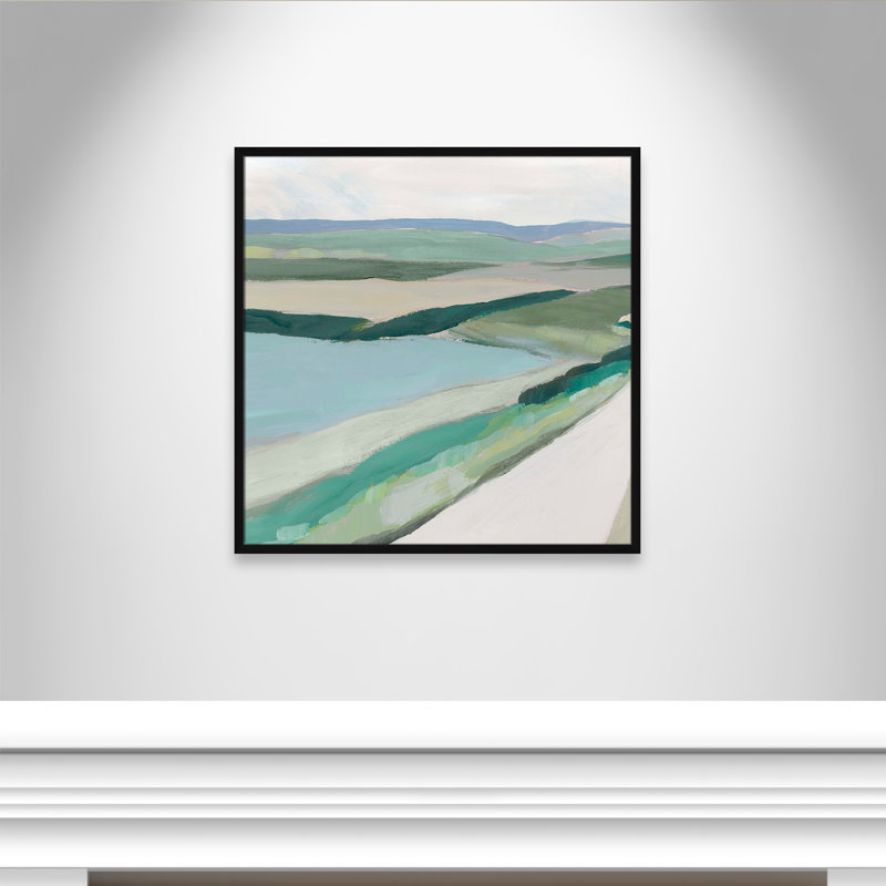 Wolfdale Fields Of Green I by - Single Picture Frame Print, Satin Black Framed, 32" H x 32" W x 1.25" D