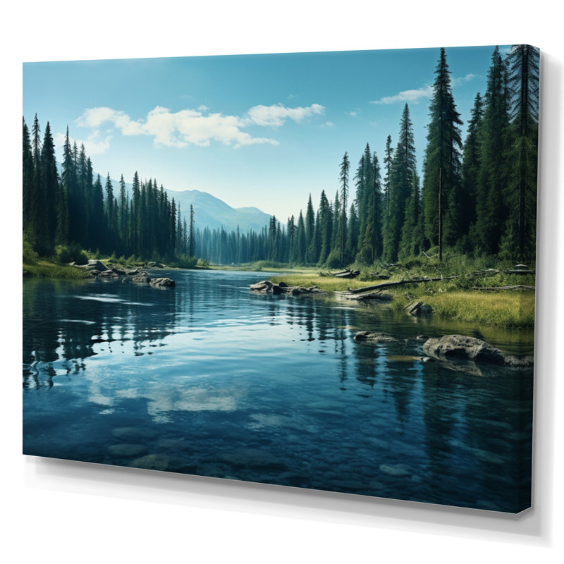 «Green River Waters Reflection II - Lake», art mural sur toile, H 12 po x l 20 po x P 1 po, Toile tendue