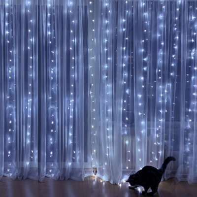 Window Curtain String Lights, 300 LED 8 Lighting Modes Fairy Copper Light with Remote -  The Holiday AisleÂ®, D3FE01E7277A4140940DFF383E2876D0