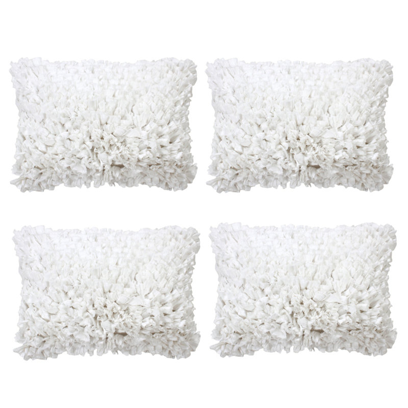Cotton Reversible Throw Pillow, 14" x 20", White