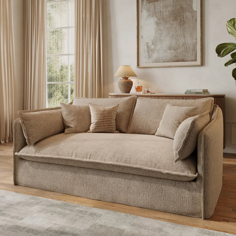 Canapé Luna-Beige avec housses amovibles, H 35 po x l 75,4 po x P 40,2 po, Beige