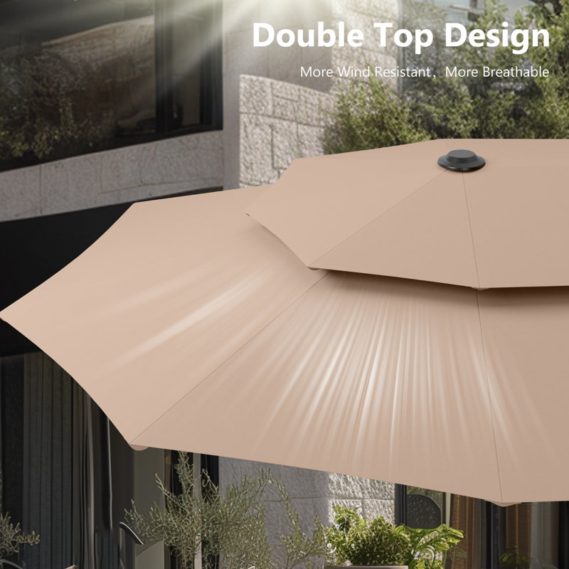 Rectangular Market Parasol, 198.1cm W x 396.2cm D, Beige