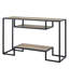 Table en chêne noir et rustique avec structure en métal et espaces de rangement avec finition à 2 tablettes