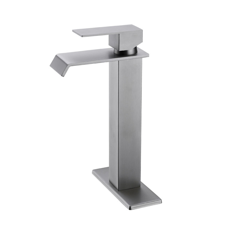 Robinet de lavabo de salle de bain à une poignée, Nickel brossé