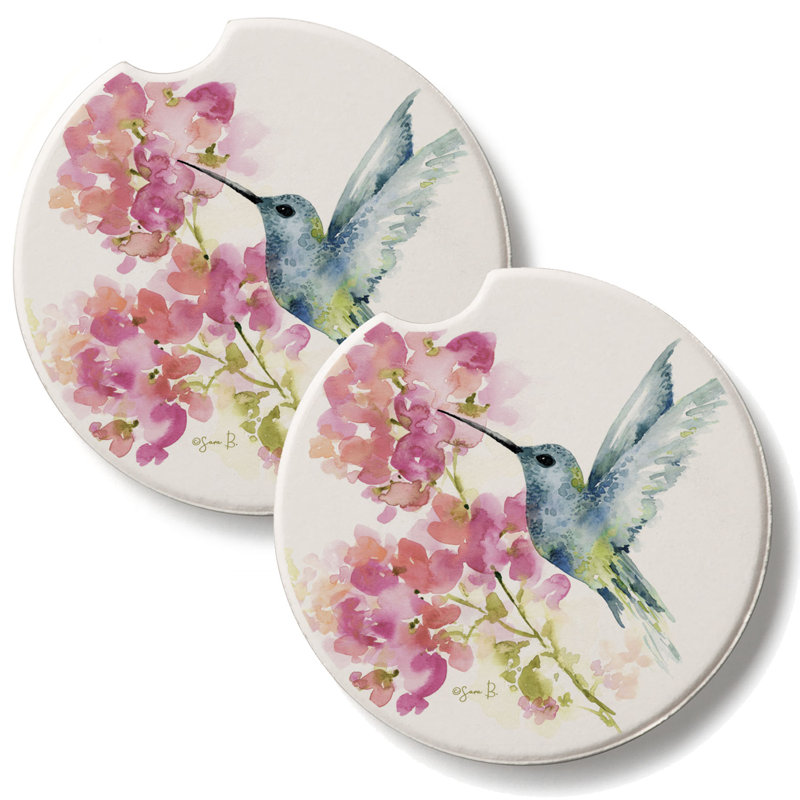 Hummingbird, ensemble de 2 sous-verres de voiture en pierre absorbants