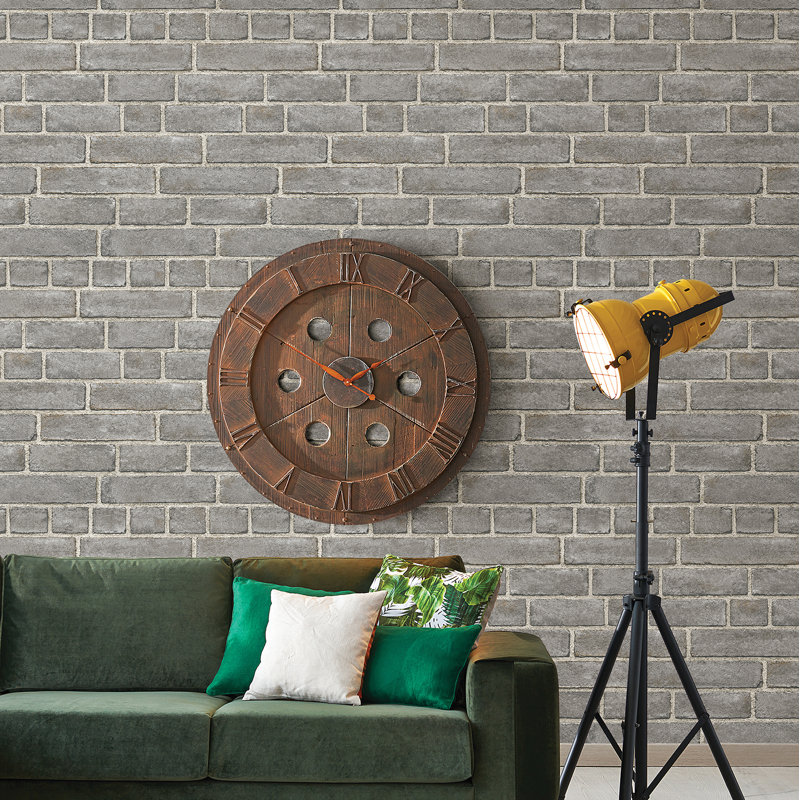 Rouleau de papier peint L 33 pi x l 20,5 po Façade Dove Brick, gris