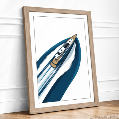 Speedboat In Motion Minimalist - Print