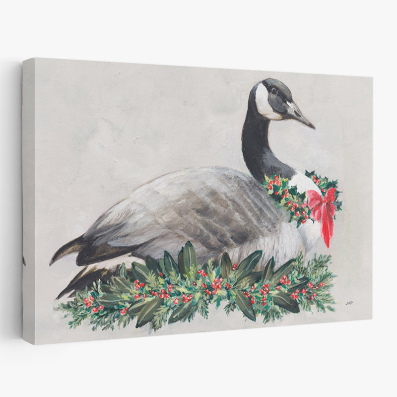 Oie de Noël - art animalier de Noël noir, H 16 po x l 24 po
