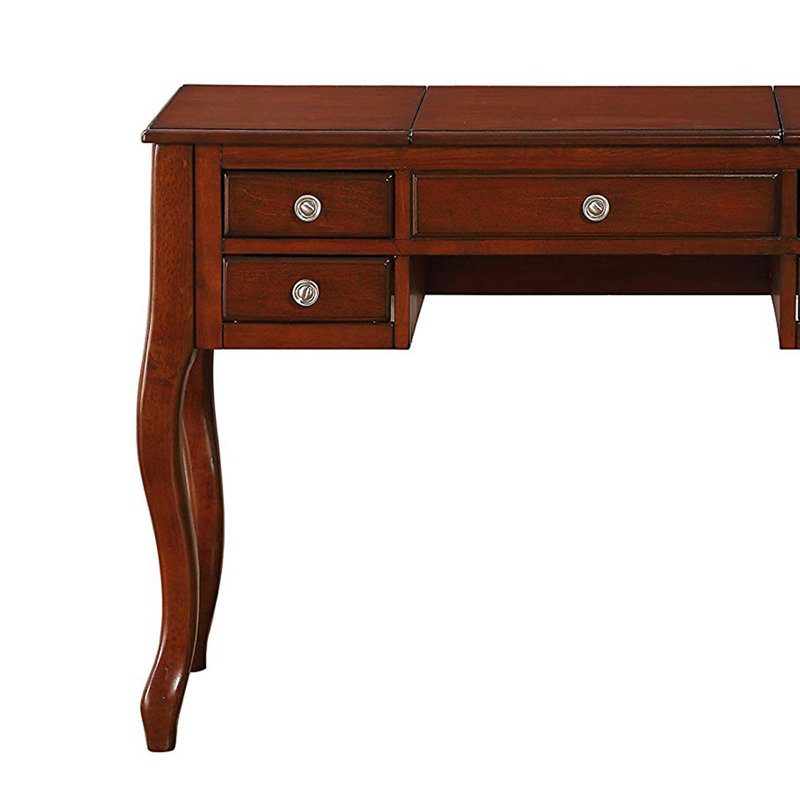 Daryel Vanity Set Featuring Stool and Flip-Up Mirror, Cherry