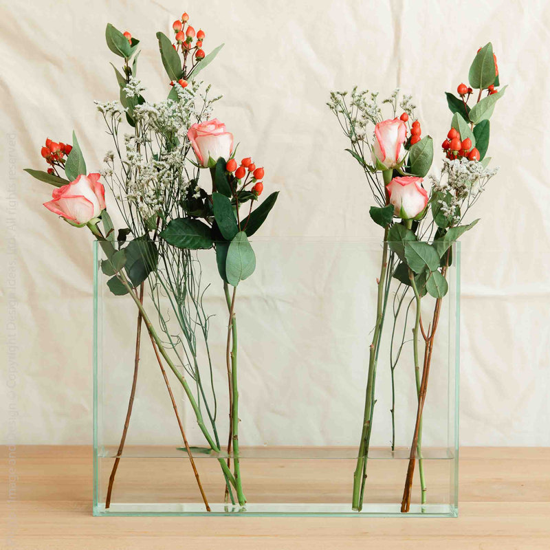 Afaan Handmade Glass Table Vase, 13" H x 17.8" W x 2.6" D