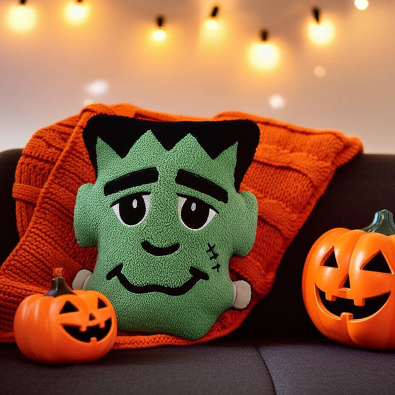Frankenstein Monster Halloween Shaped Pillow