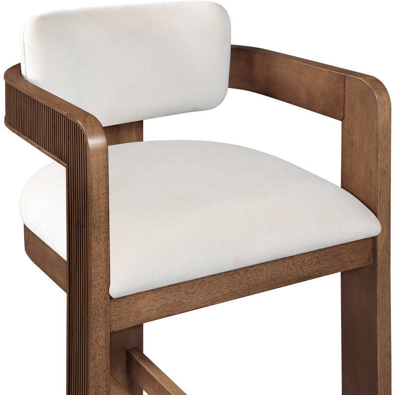 Tabouret rembourré Sacha Howley, Velours, Brun, Cream
