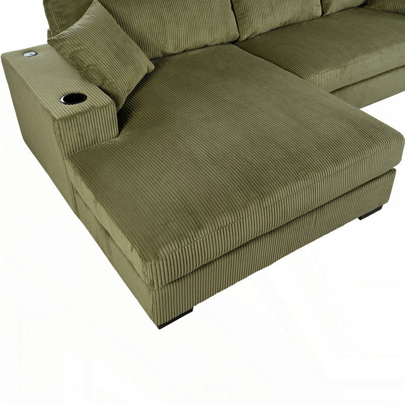 Mirod Large Sectional Sofa with Thick Cushions, Green