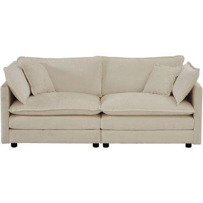2 pièces et chaise en chenille beige, matériaux, structure en bois massif, tissu respirant, rembourré avec une éponge de qualité pour un siège apaisant et revêtement en chenille, bois robuste, rembourrage