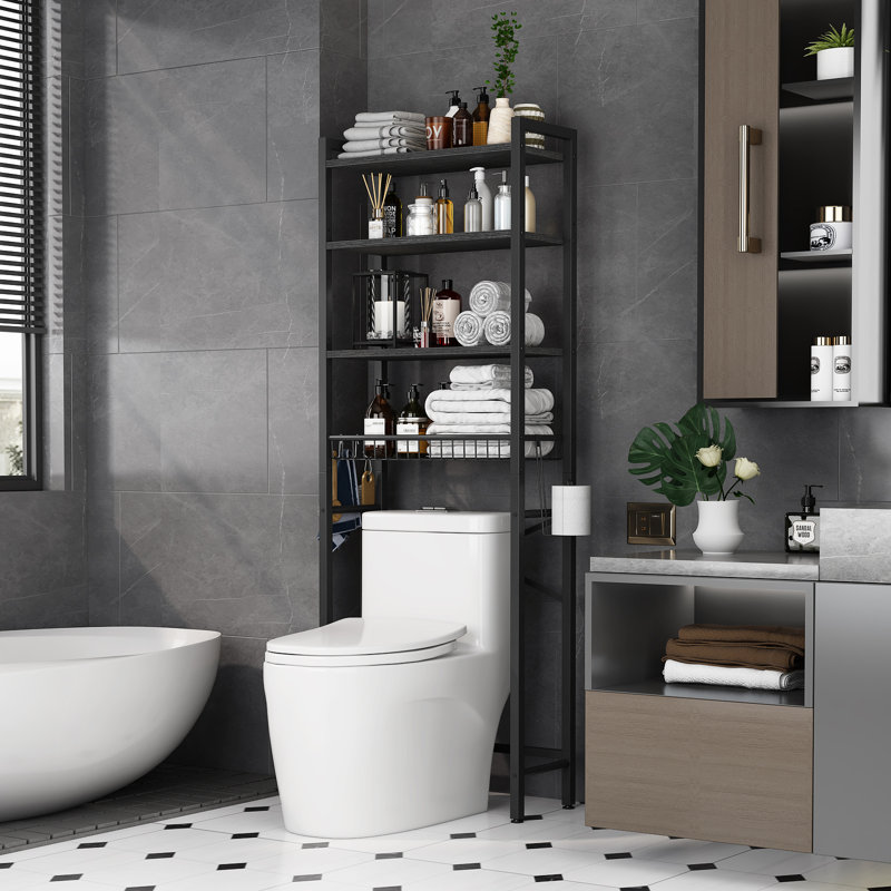 Agassiz Metal Adjustable Freestanding Over The Toilet Storage, Black