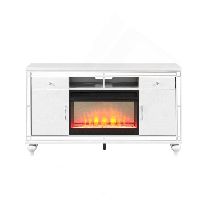 Meuble télé avec foyer électrique blanc