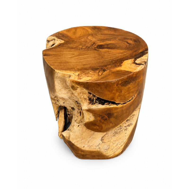 Table d'appoint/tronc décoratif en racine de teck massif organique – Sculpturale et unique