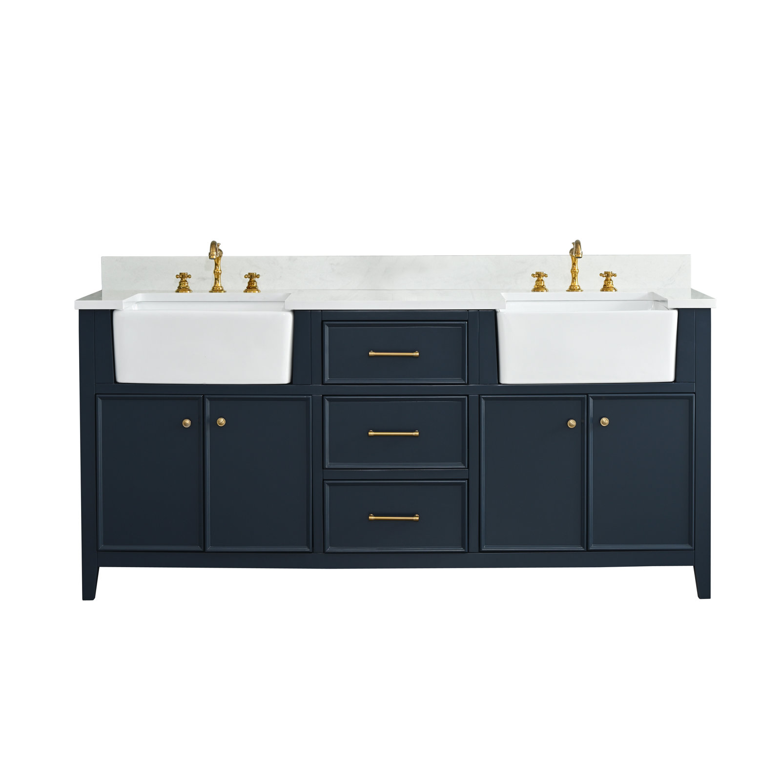 Aisa 72" Double Bathroom Vanity, Indigo Blue/Brushed Gold
