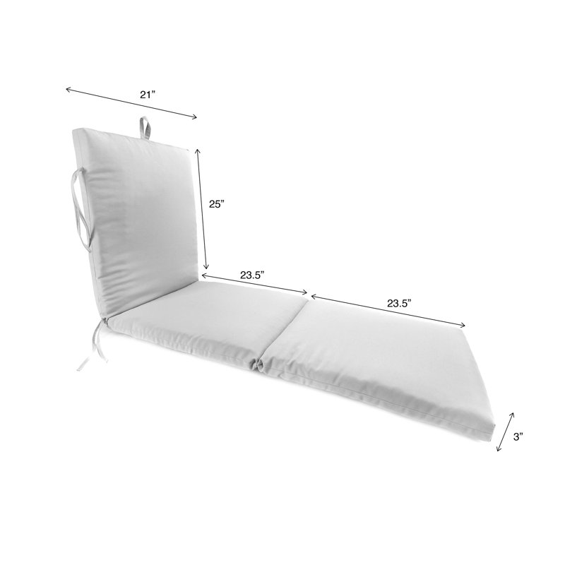 72" x 21" Outdoor Chaise Lounge Cushion with Ties and Loop, Covert Capri