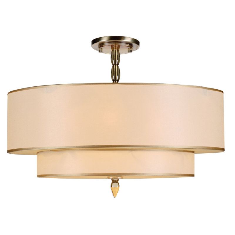 Plafonnier semi-encastré 5 lumières 26 po Stauffer, Laiton antique
