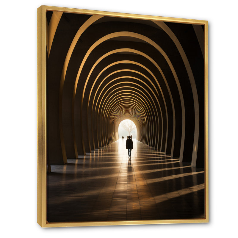 Beige Tunnel Timeless Classic Passage sur toile, H 40 po x l 30 po x P 1,5 po, Cadre flottant doré
