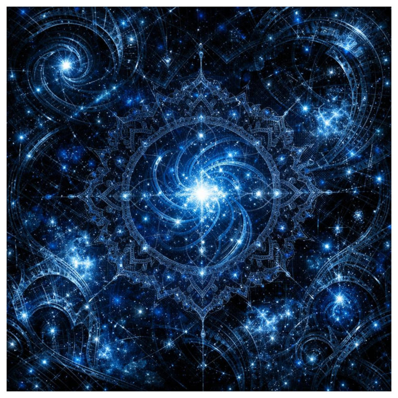 Tapisserie murale «Blue Cosmic Fractal» - décoration murale fractale, 50in H x60in W with 4 Grommets