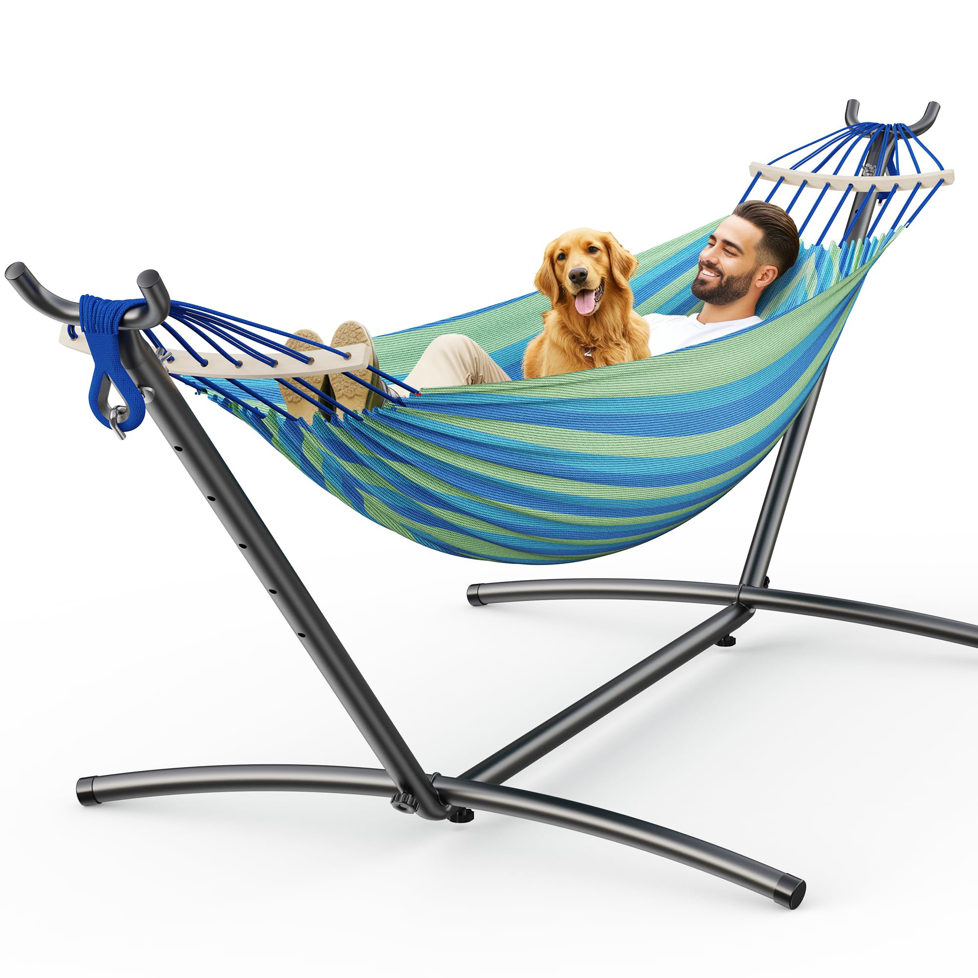 Dovecove Double Hammock With Stand, 2 Person Hammock With Carrying Bag
