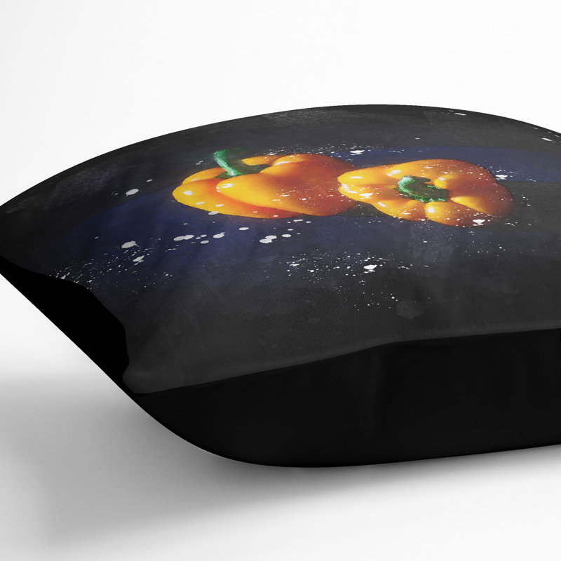 Bell Peppers Cushion with Filling, Black, 40cm H x 40cm W x 15cm D