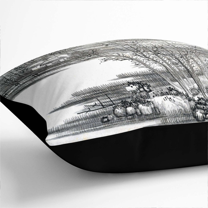 Floral Square Throw Cushion, 55cm H x 55cm W x 20cm D, Black