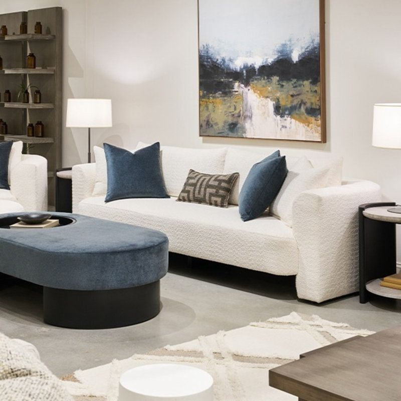 Springfield By Michael Weiss Oval Ottoman, Casa Blanca, Impala Linen