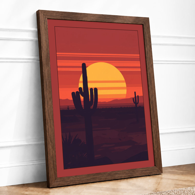 Desert Sunset Modern - Framed Print, Walnut, A4 - 29.7 x 21.0 cm