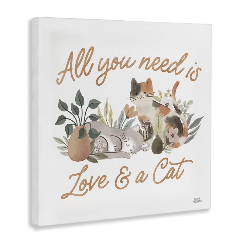 Art mural Love & A Cat par Laura Marshall, H 17 po x l 17 po