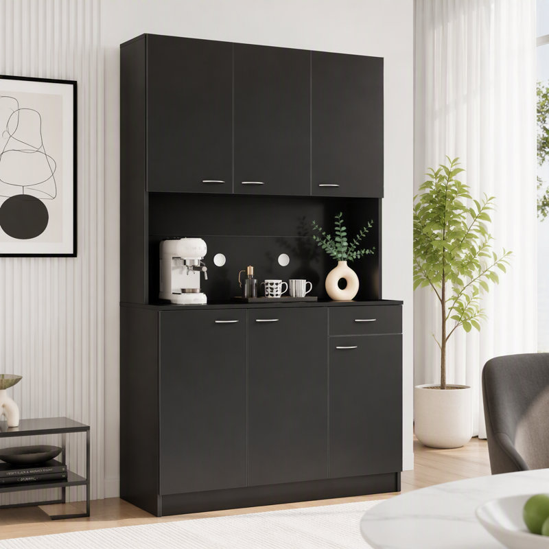 70,87 po de hauteur garde-robe et armoire de cuisine avec 6 portes, Noir