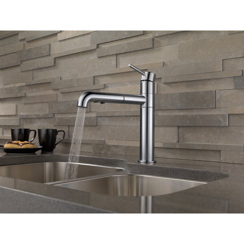 Trinsic Pull Out Sprayer Kitchen Sink Faucet, Single Handle Kitchen Faucet, Arctic Stainless