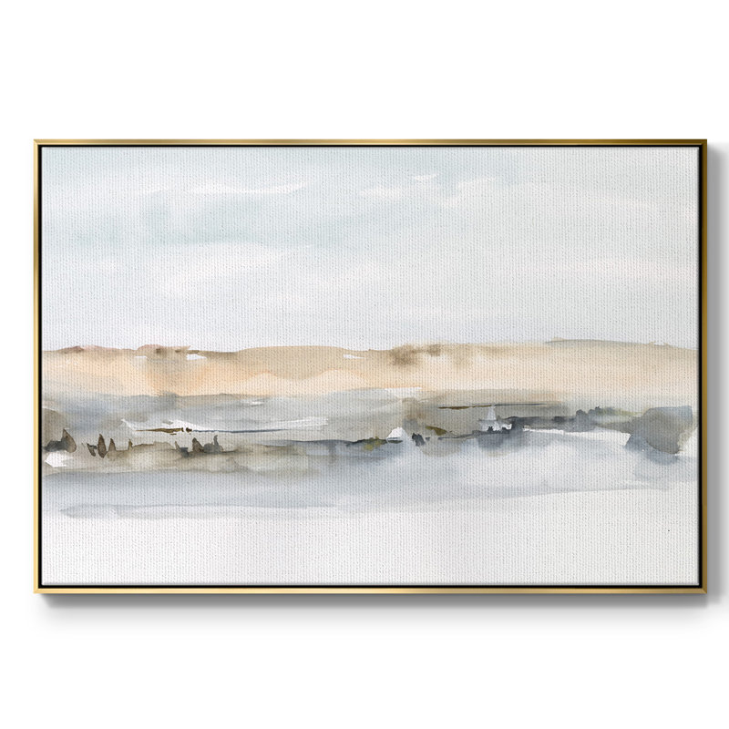 «Marsh Dunes», toile tendue avec châssis en I, H 17 po x l 25 po x P 2 po, Or