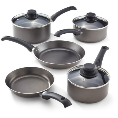Judge Everyday, Platina Non-Stick 5 Piece Saucepan Set, 16/18/20Cm Saucepans, 14Cm Milk Pan, 24Cm Frying Pan