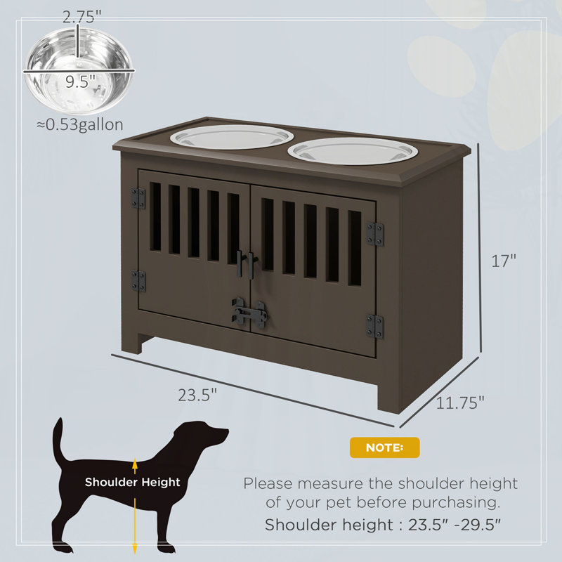 Station d'alimentation pour chien, armoire de rangement pour nourriture pour chien, Espresso
