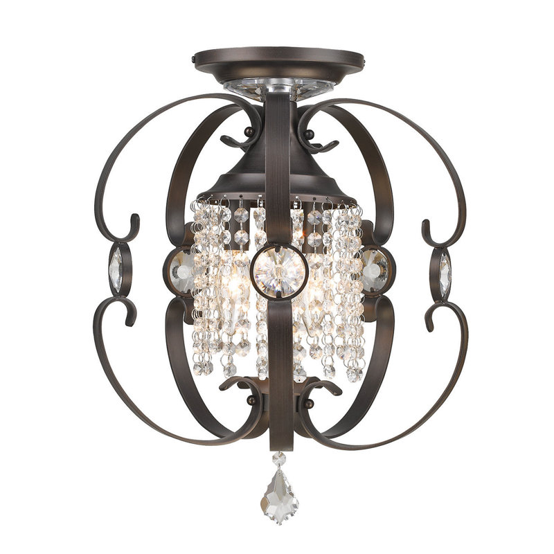 Lustre géométrique unique à 3 lumières Watchman, Bronze étrusque brossé