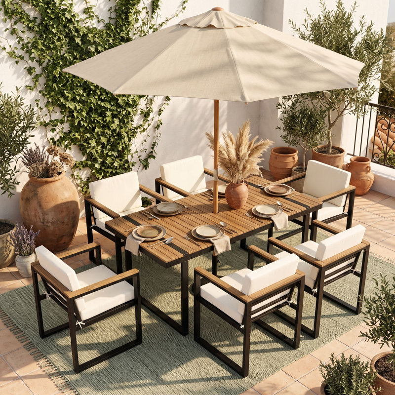 Patio Dining Set with, Beige