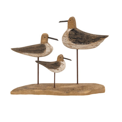Natural Wood Seabird Trio Sitter