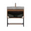 Meuble-lavabo 30 po, armoire de rangement autoportante en contreplaqué rayé avec tiroir et tablette ouverte, plateau en pierre frittée gris clair et lavabo en céramique encastré, pré-assemblé-1138623794