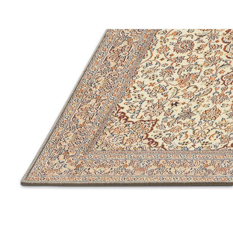 Tapis décoratif beige oriental Dunnigan, Rectangle 6 pi x 9 pi