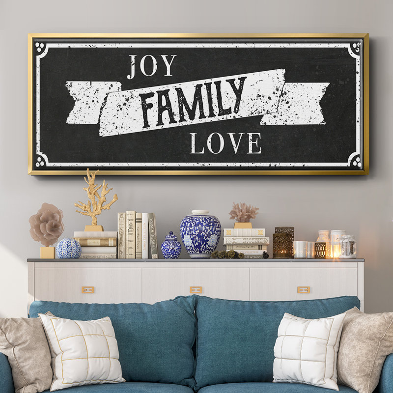 Joy Family Love - toile encadrée, H 12 po x l 30 po