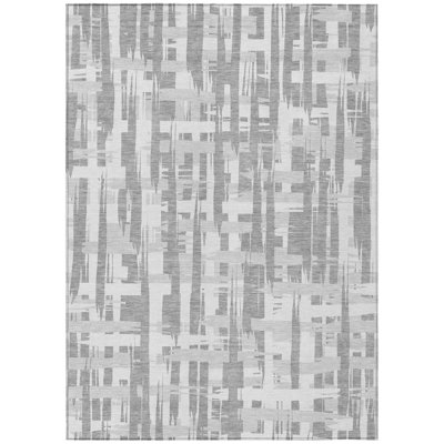 Machine Washable Indoor/Outdoor Chantille Grey Rug