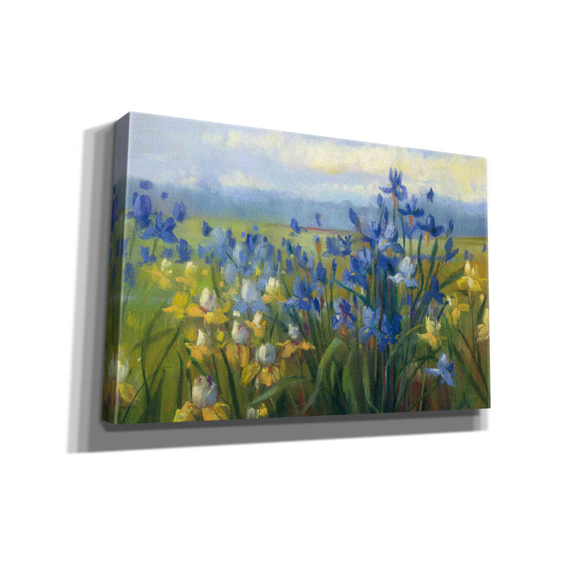 «Aaryah Blue and Yellow Flower Field V2 On Canvas» par Carol Rowan, H 12 po x l 18 po x P 0,75 po
