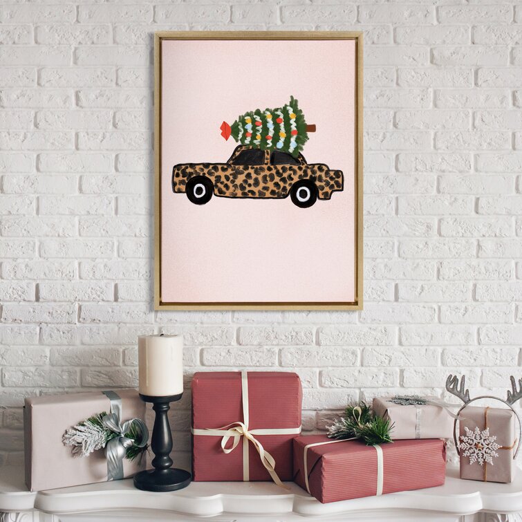 Symple Stuff Leopard Car Christmas Framed On Canvas by Kendra Dandy  Bouffants And Broken Hearts Print Wayfair