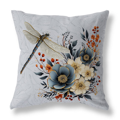 Dragonfly Haven Outdoor Reversible Throw Pillow
