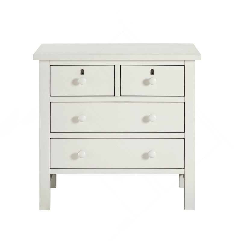 Table de chevet avec 4 tiroirs de rangement Georgina - Blanc antique, Blanc