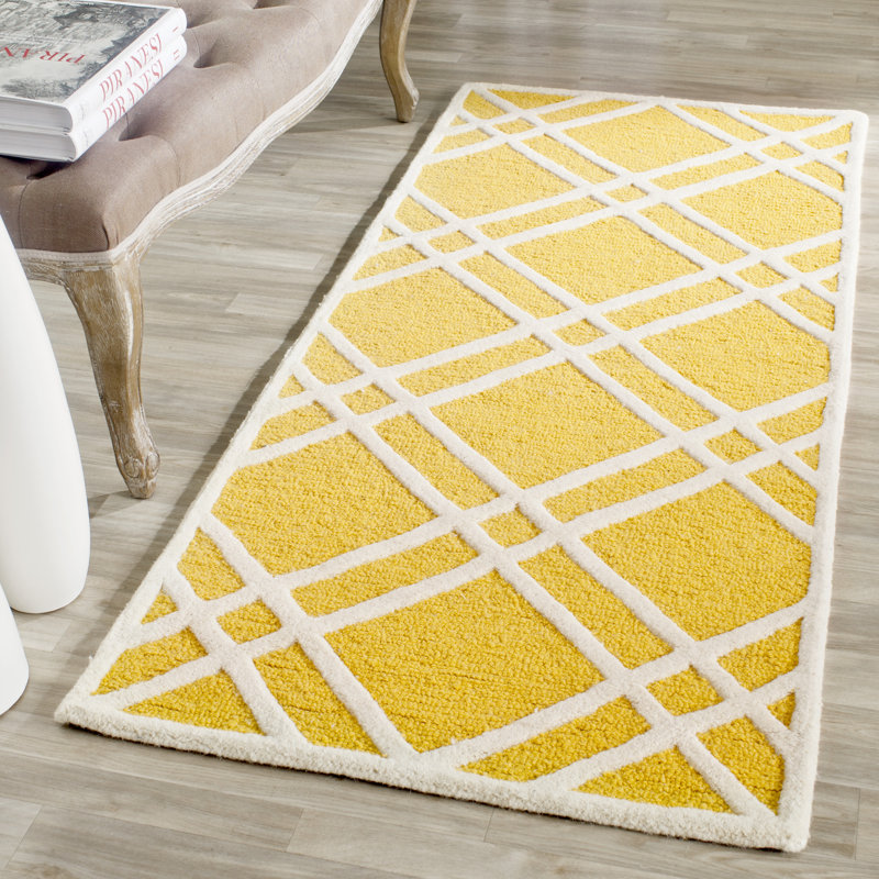 Deedgra Hand Tufted Wool Geometric Rug, Runner 2'6" x 6'