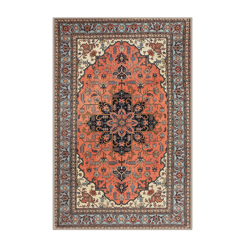 Tapis traditionnel rouge / gris, Rectangle 5 pi x 7 pi